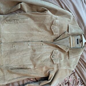 Claiborne Light Beige Suede Bomber-Style Jacket